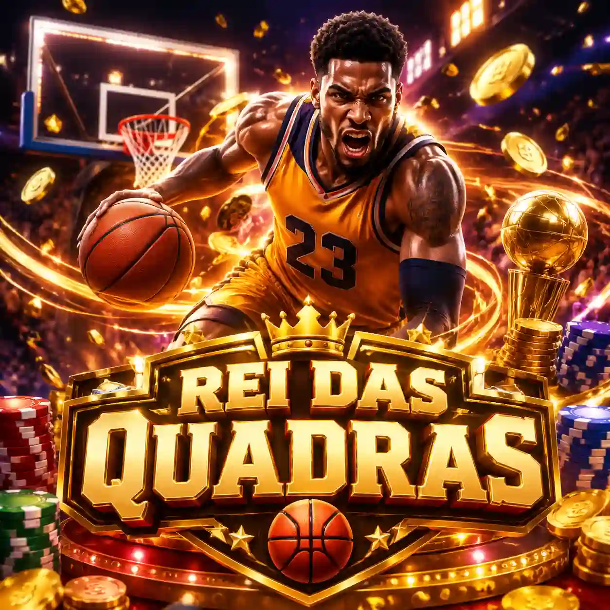 Quadra de basquete profissional iluminada